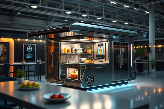Cozinha móvel robótica para feiras e eventos