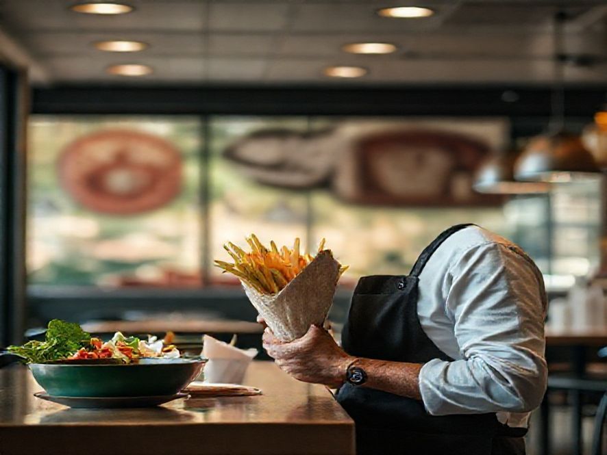 Cardápio com indicação de porções para compartilhar